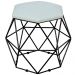 Puff Decorativo Aramado Preto Six L02 Linho Cinza - Lyam Decor