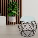 Puff Decorativo Aramado Preto Six L02 Linho Cinza - Lyam Decor