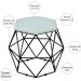 Puff Decorativo Aramado Preto Six L02 Linho Cinza - Lyam Decor