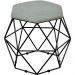 Puff Decorativo Aramado Preto Six L02 Linho Cinza Escuro - Lyam Decor