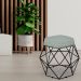 Puff Decorativo Aramado Preto Six L02 Linho Cinza Escuro - Lyam Decor