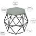 Puff Decorativo Aramado Preto Six L02 Linho Cinza Escuro - Lyam Decor
