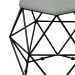 Puff Decorativo Aramado Preto Six L02 Linho Cinza Escuro - Lyam Decor