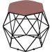 Puff Decorativo Aramado Preto Six L02 Suede Rosê - Lyam Decor