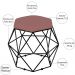 Puff Decorativo Aramado Preto Six L02 Suede Rosê - Lyam Decor