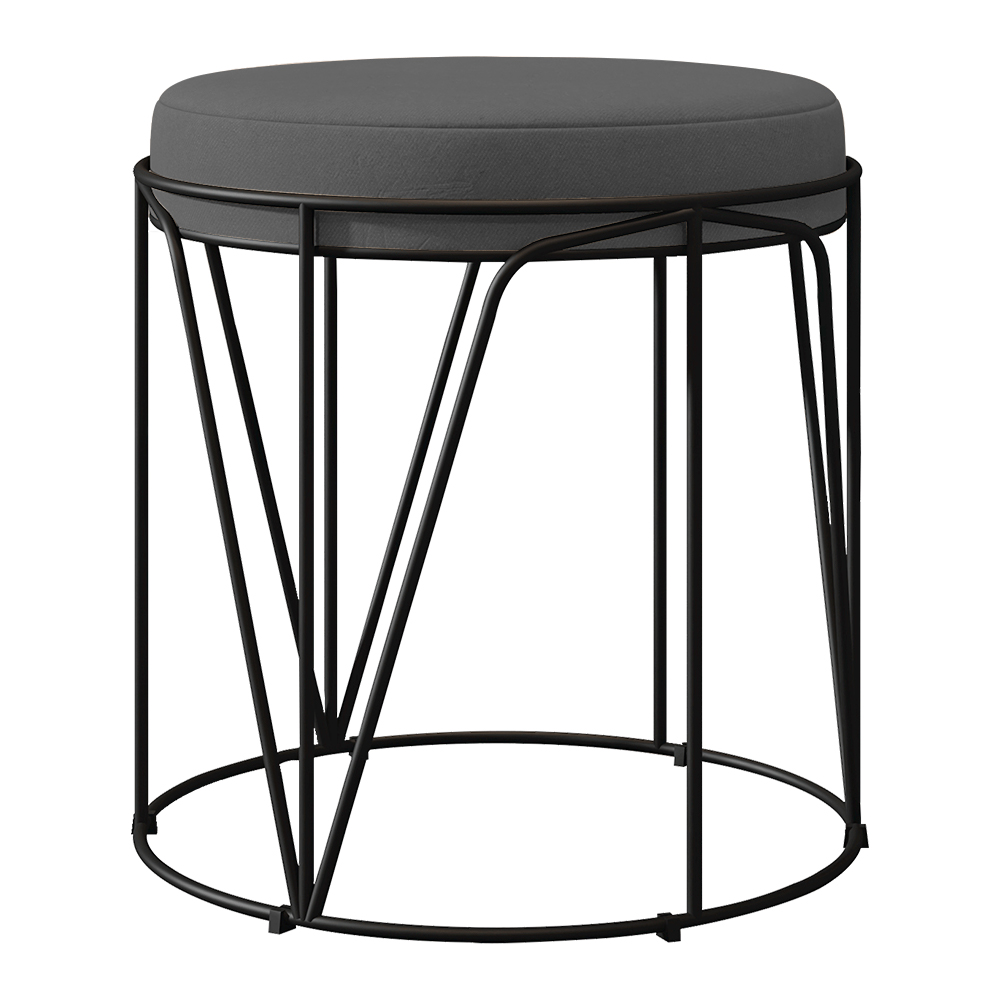 Puff Decorativo Aramado Preto Zaya L02 Suede Cinza - Lyam Decor