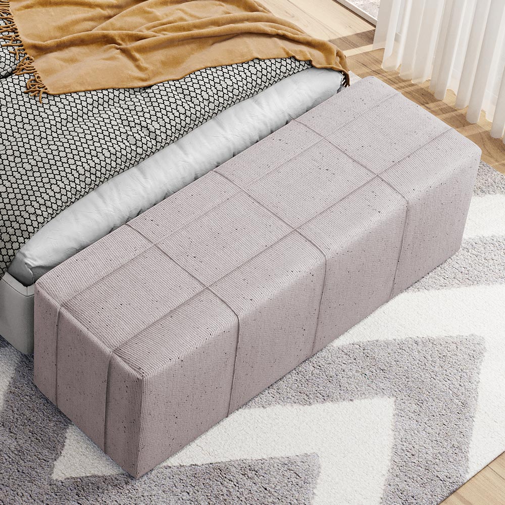 Puff Decorativo Living Sala de Estar 140 cm Roma W01 Linho Bege - Lyam