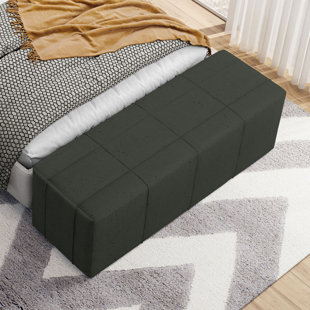 Puff Decorativo Living Sala de Estar 140 cm Roma W01 Linho Verde Musgo - Lyam
