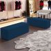 Puff Decorativo Living Sala de Estar 140 cm Roma W01 Suede Azul Marinho - Lyam
