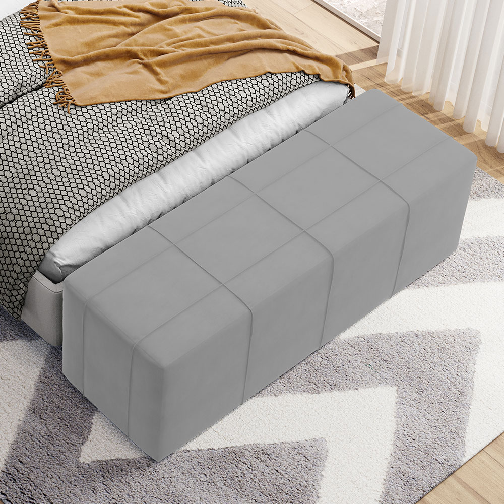 Puff Decorativo Living Sala de Estar 140 cm Roma W01 Suede Cinza - Lyam
