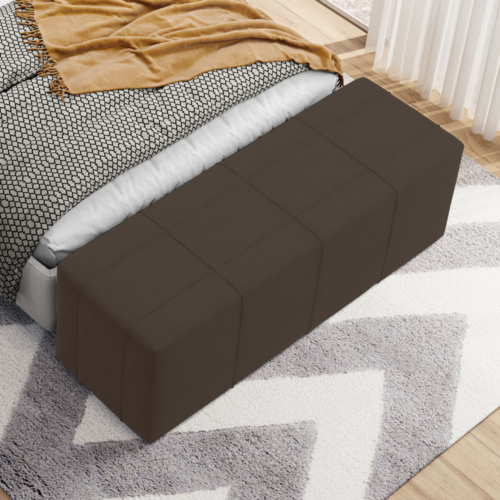 Puff Decorativo Living Sala de Estar 140 cm Roma W01 Suede Marrom - Lyam