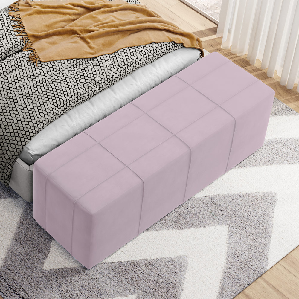 Puff Decorativo Living Sala de Estar 140 cm Roma W01 Suede Rosê - Lyam