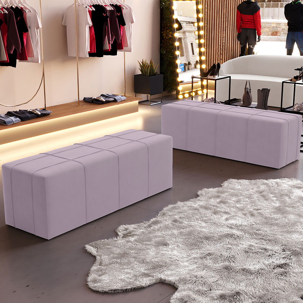 Puff Decorativo Living Sala de Estar 140 cm Roma W01 Suede Rosê - Lyam