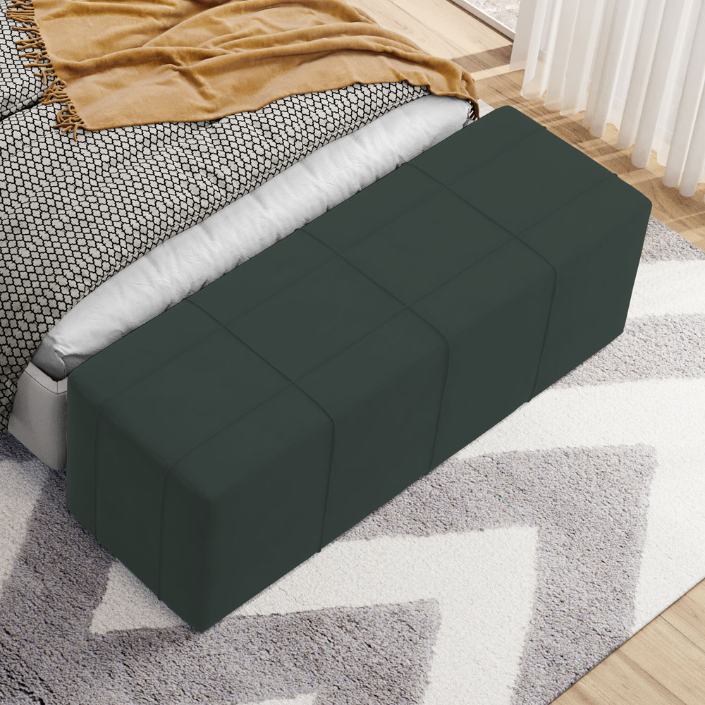 Puff Decorativo Living Sala de Estar 140 cm Roma W01 Suede Verde Musgo - Lyam
