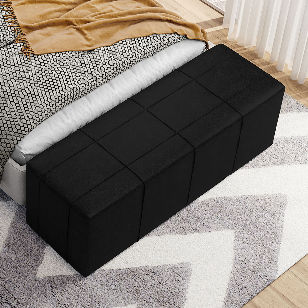 Puff Decorativo Living Sala de Estar 160 cm Roma W01 Couríssimo Preto - Lyam