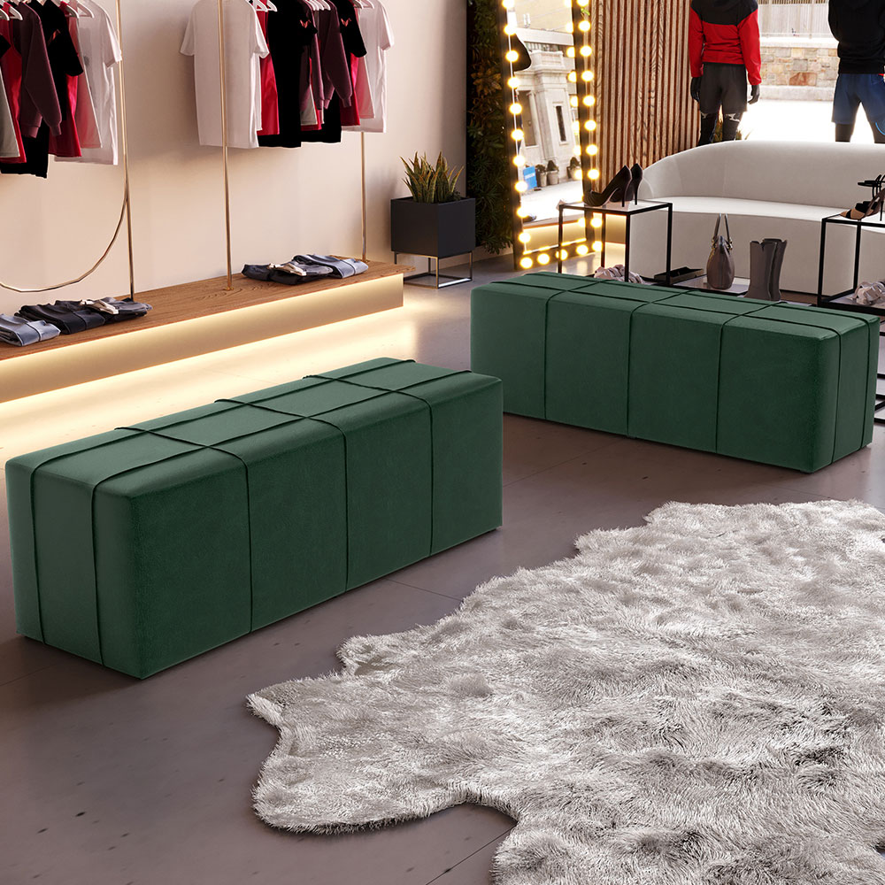 Puff Decorativo Living Sala de Estar 160 cm Roma W01 Couríssimo Verde - Lyam