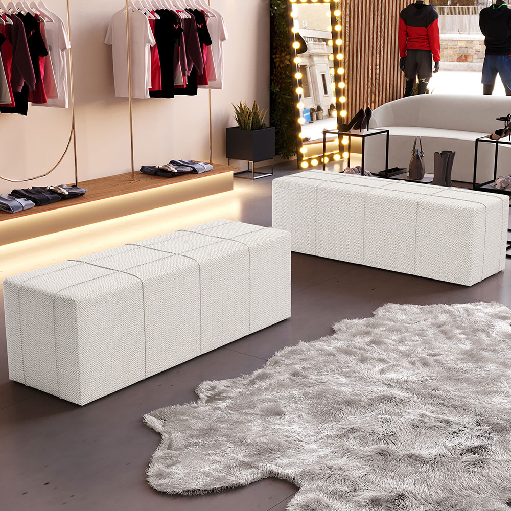 Puff Decorativo Living Sala de Estar 160 cm Roma W01 Linho Champagne - Lyam