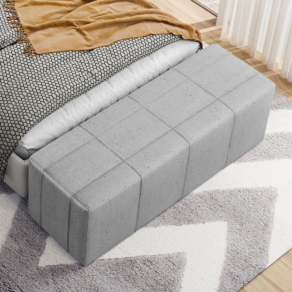 Puff Decorativo Living Sala de Estar 160 cm Roma W01 Linho Cinza - Lyam