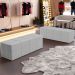 Puff Decorativo Living Sala de Estar 160 cm Roma W01 Linho Cinza - Lyam