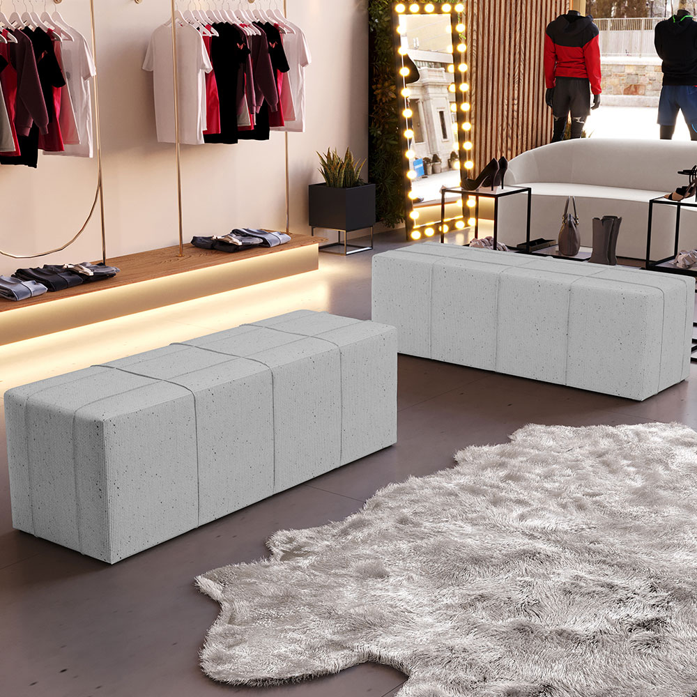 Puff Decorativo Living Sala de Estar 160 cm Roma W01 Linho Cinza - Lyam