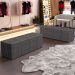 Puff Decorativo Living Sala de Estar 160 cm Roma W01 Linho Cinza Escuro - Lyam