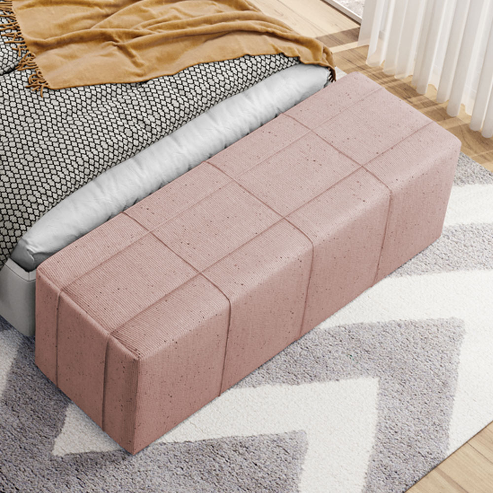 Puff Decorativo Living Sala de Estar 160 cm Roma W01 Linho Rosê - Lyam