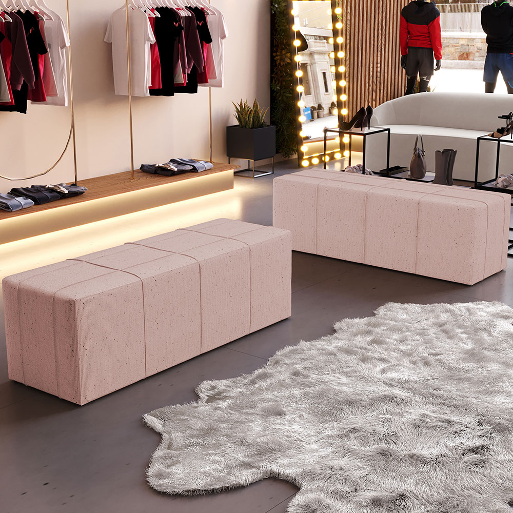 Puff Decorativo Living Sala de Estar 160 cm Roma W01 Linho Rosê - Lyam