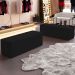 Puff Decorativo Living Sala de Estar 160 cm Roma W01 Suede Preto - Lyam