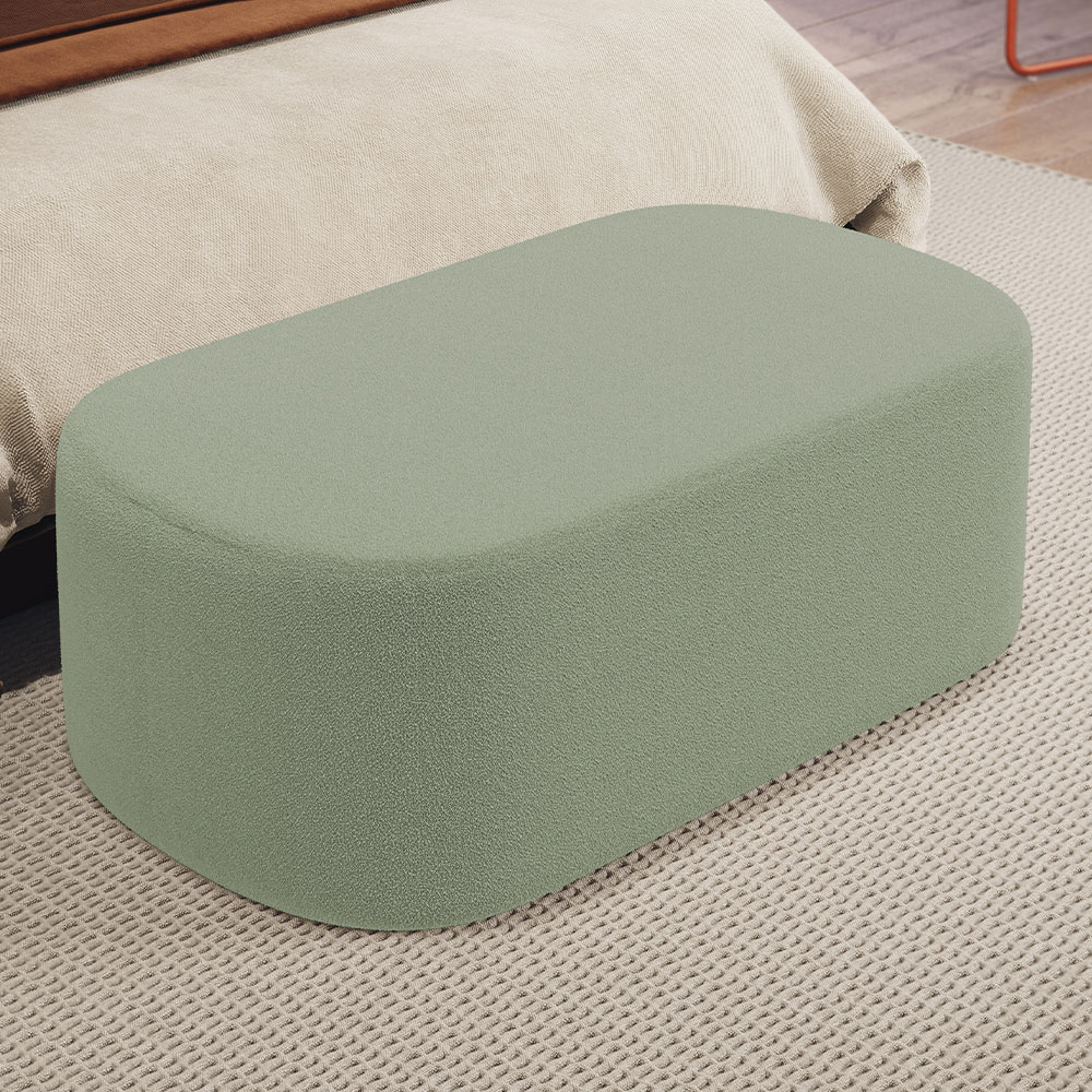 Puff Decorativo Orgânico Para Living Quarto 100cm Doha W01 Bouclê Oliva - Lyam Decor