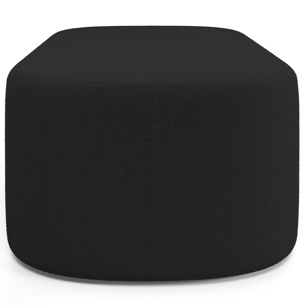 Puff Decorativo Orgânico Para Living Quarto 100cm Doha W01 Bouclê Preto - Lyam Decor