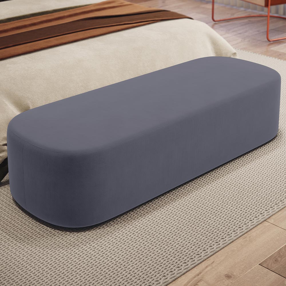 Puff Decorativo Orgânico Para Living Quarto 195cm Doha W01 Suede Cinza - Lyam Decor