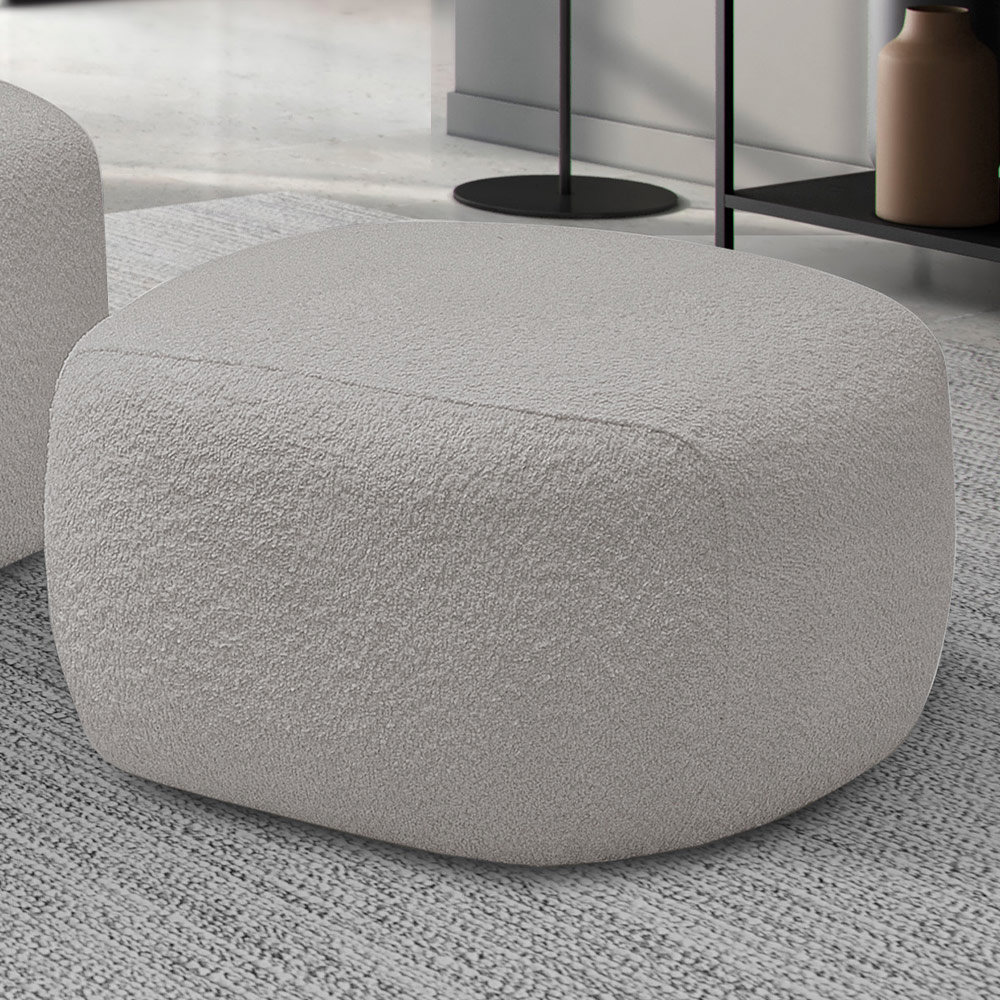Puff Decorativo Orgânico Para Sala de Estar Living Barolo L06 Bouclê Cinza - Lyam Decor