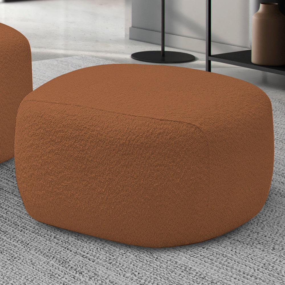 Puff Decorativo Orgânico Para Sala de Estar Living Barolo L06 Bouclê Terracota - Lyam Decor