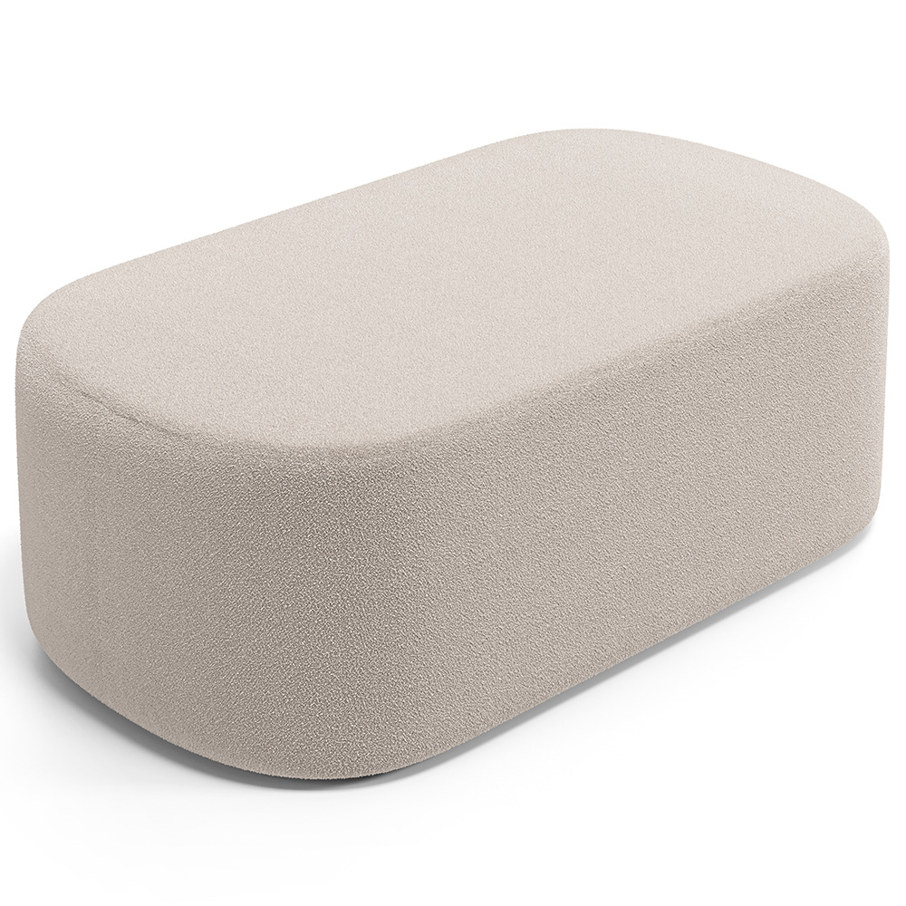 Puff Decorativo Orgânico para Living Quarto 100cm Doha W01 Bouclê Creme - Lyam Decor