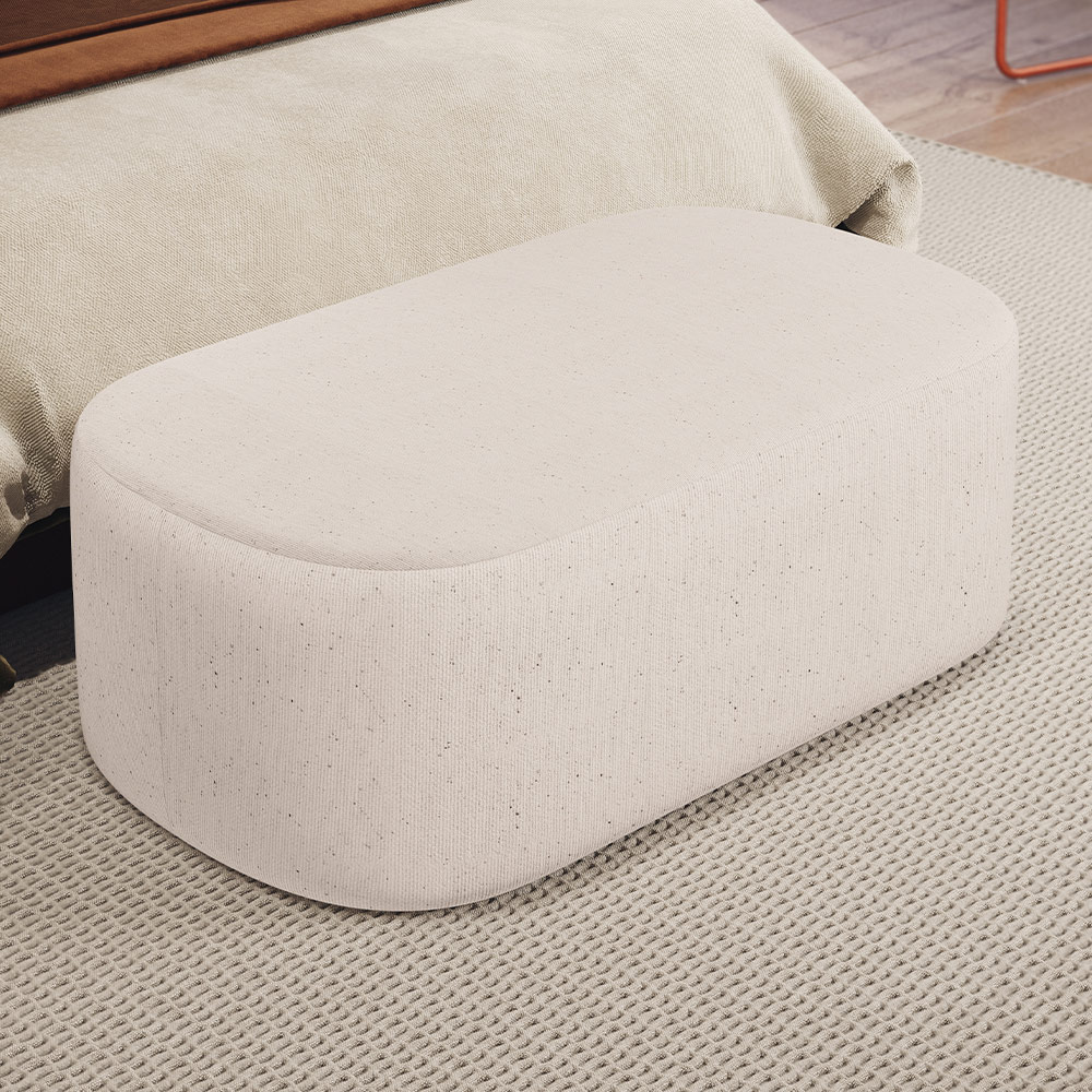 Puff Decorativo Orgânico para Living Quarto 100cm Doha W01 Linho Cru - Lyam Decor