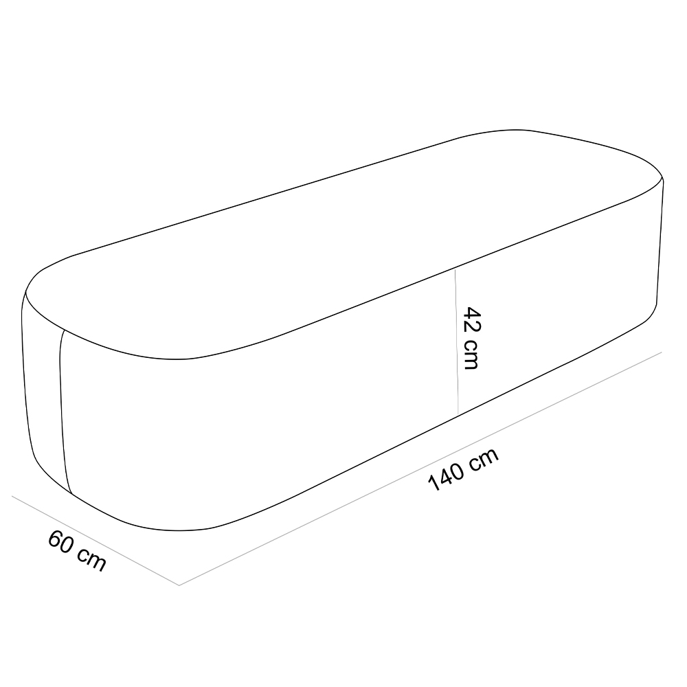 Puff Decorativo Orgânico para Living Quarto 140cm Doha W01 Linho Cru - Lyam Decor