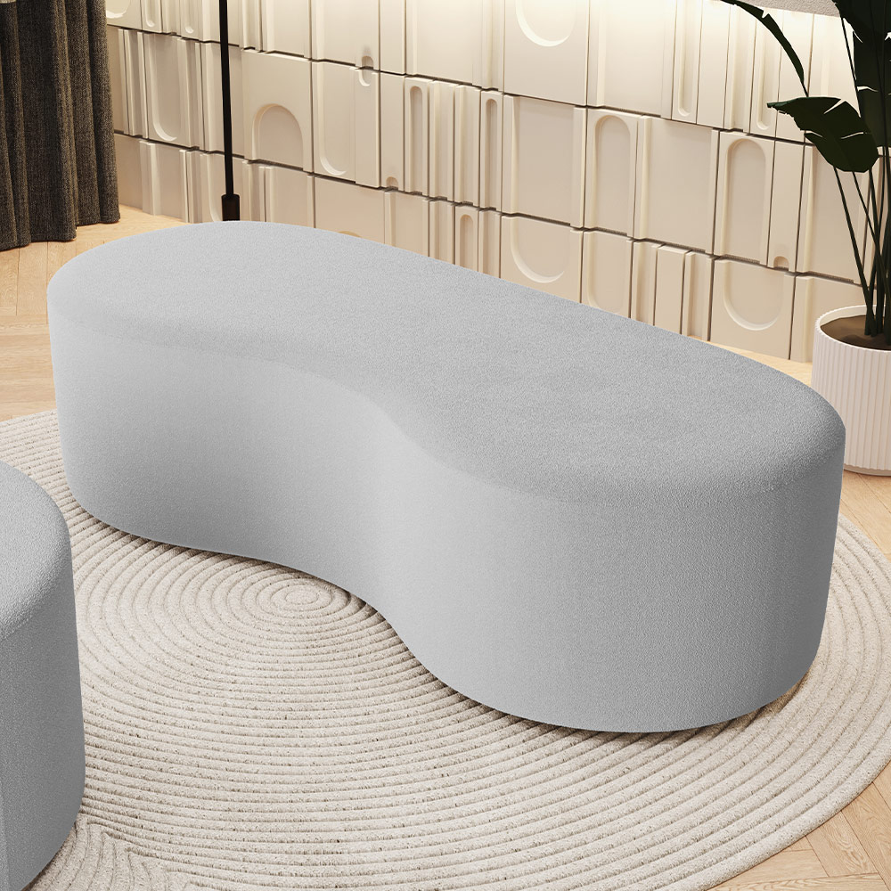 Puff Decorativo Orgânico para Living Quarto 140cm Orbit W01 Bouclê Cinza - Lyam Decor