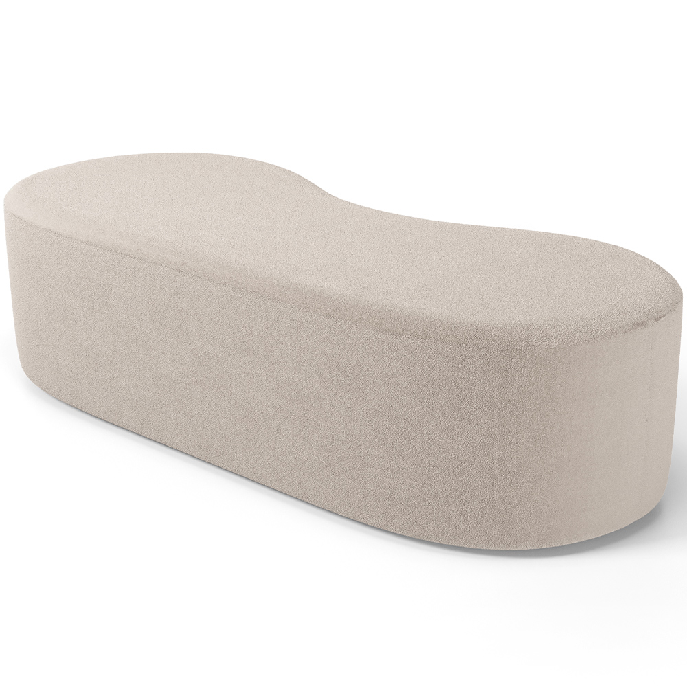 Puff Decorativo Orgânico para Living Quarto 140cm Orbit W01 Bouclê Creme - Lyam Decor