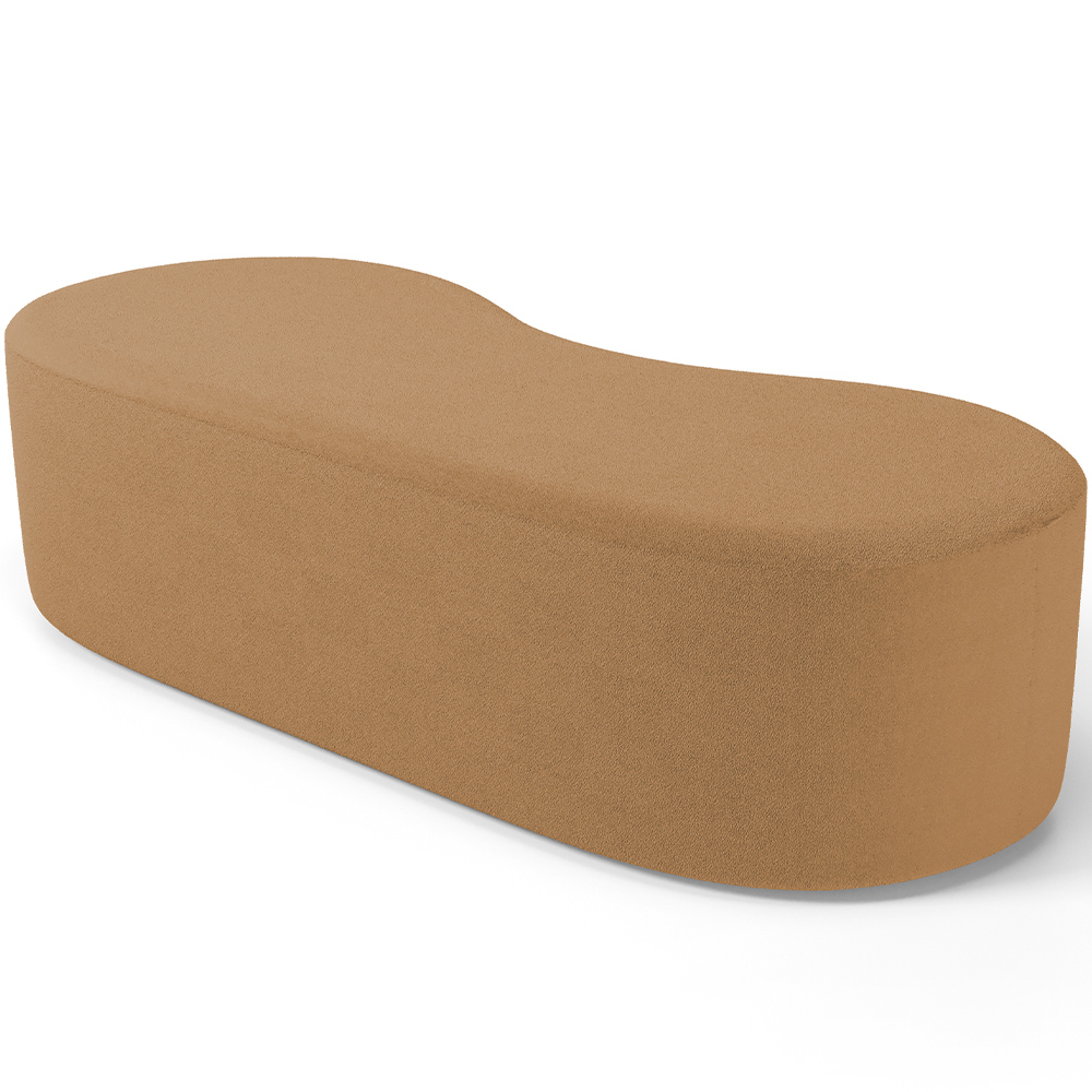 Puff Decorativo Orgânico para Living Quarto 140cm Orbit W01 Bouclê Mostarda - Lyam Decor