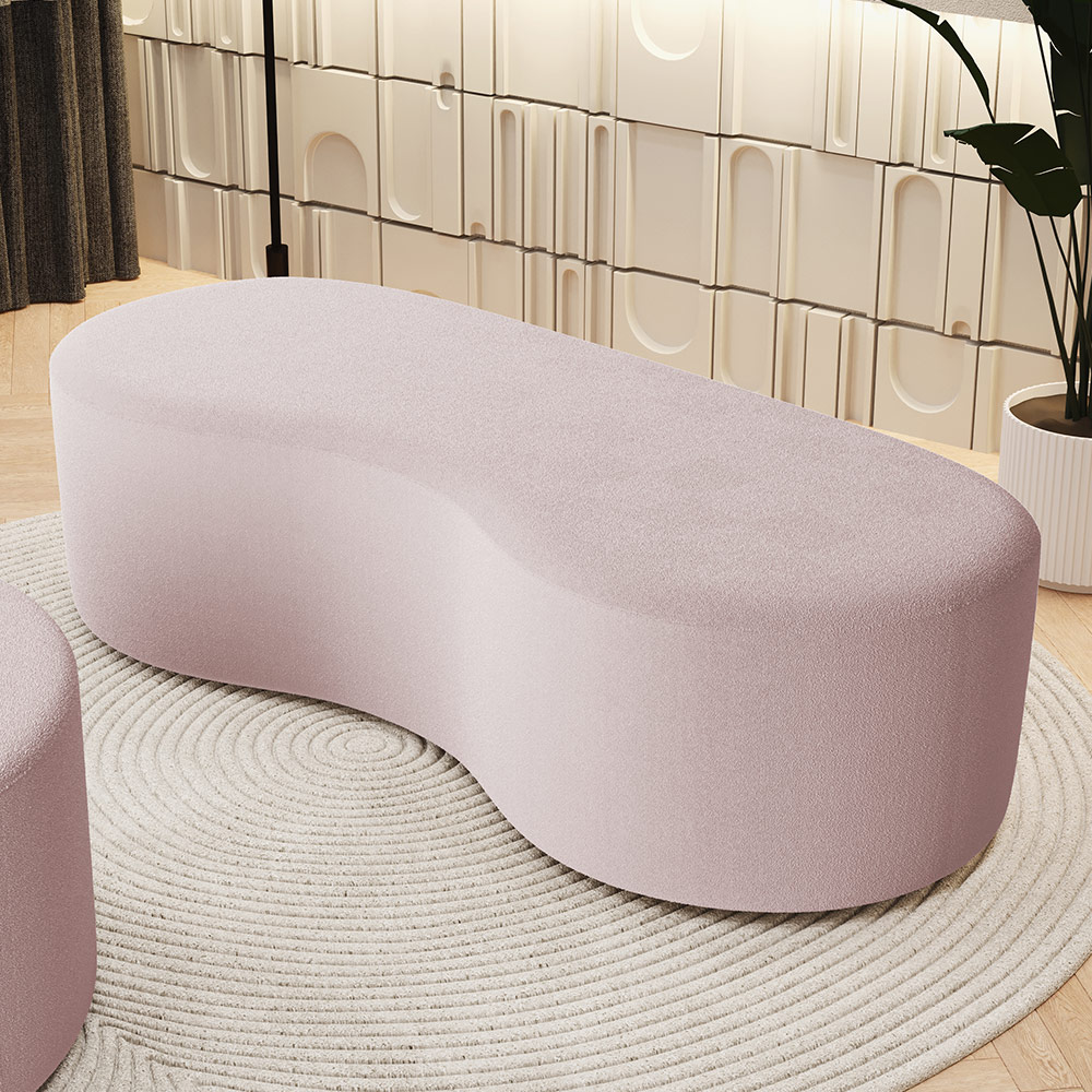 Puff Decorativo Orgânico para Living Quarto 140cm Orbit W01 Bouclê Rosê - Lyam Decor