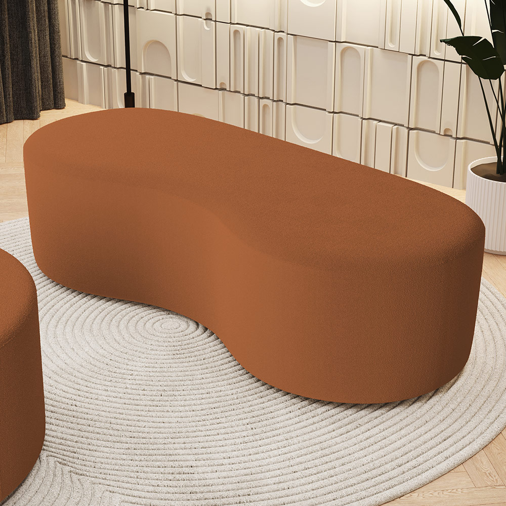Puff Decorativo Orgânico para Living Quarto 140cm Orbit W01 Bouclê Terracota - Lyam Decor