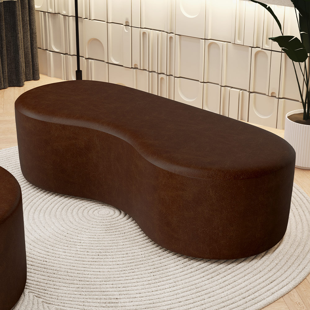 Puff Decorativo Orgânico para Living Quarto 140cm Orbit W01 Couríssimo Marrom - Lyam Decor