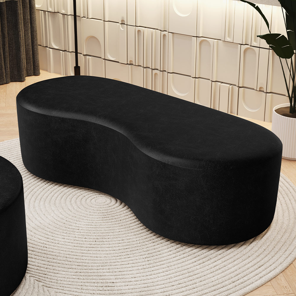 Puff Decorativo Orgânico para Living Quarto 140cm Orbit W01 Couríssimo Preto - Lyam Decor
