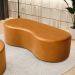 Puff Decorativo Orgânico para Living Quarto 140cm Orbit W01 Couríssimo Whisky - Lyam Decor