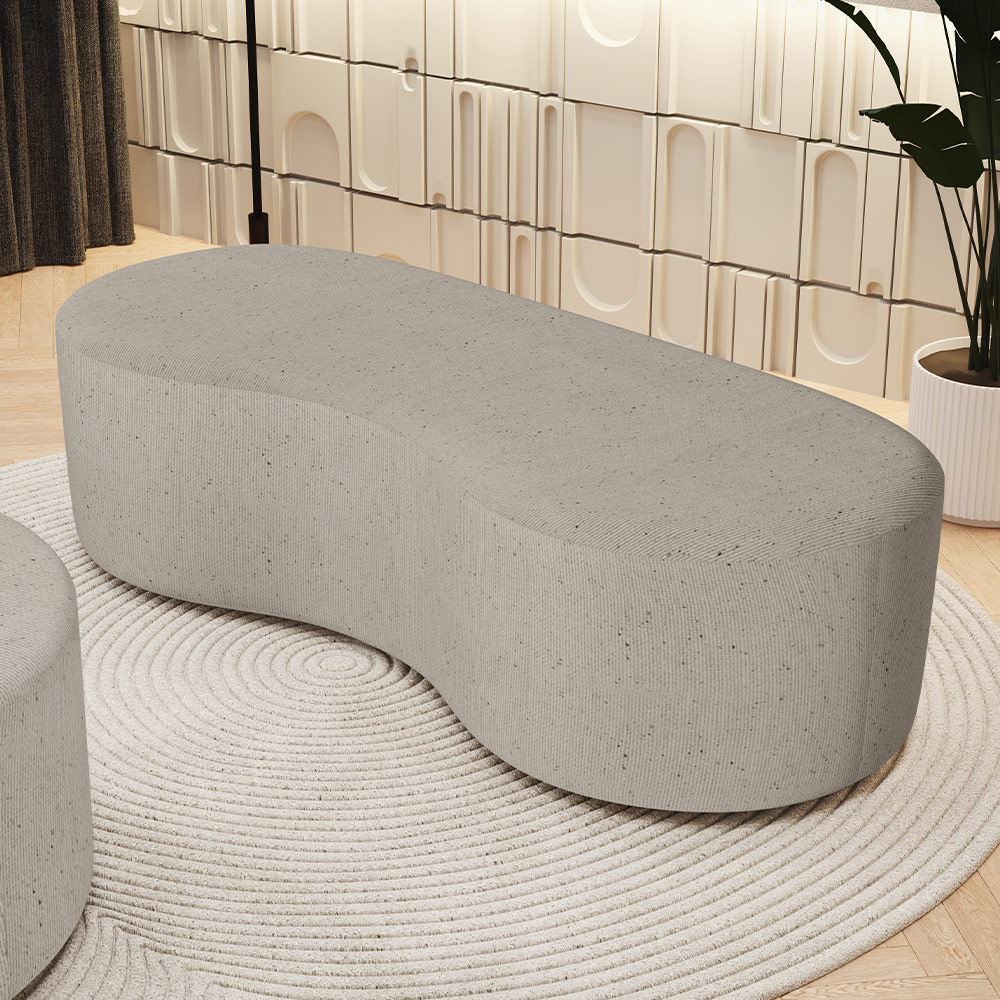 Puff Decorativo Orgânico para Living Quarto 140cm Orbit W01 Linho Bege - Lyam Decor