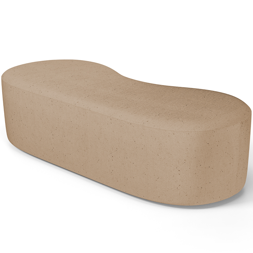 Puff Decorativo Orgânico para Living Quarto 140cm Orbit W01 Linho Bege Escuro - Lyam Decor
