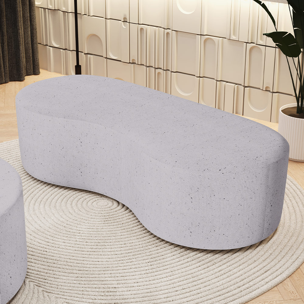 Puff Decorativo Orgânico para Living Quarto 140cm Orbit W01 Linho Cinza - Lyam Decor