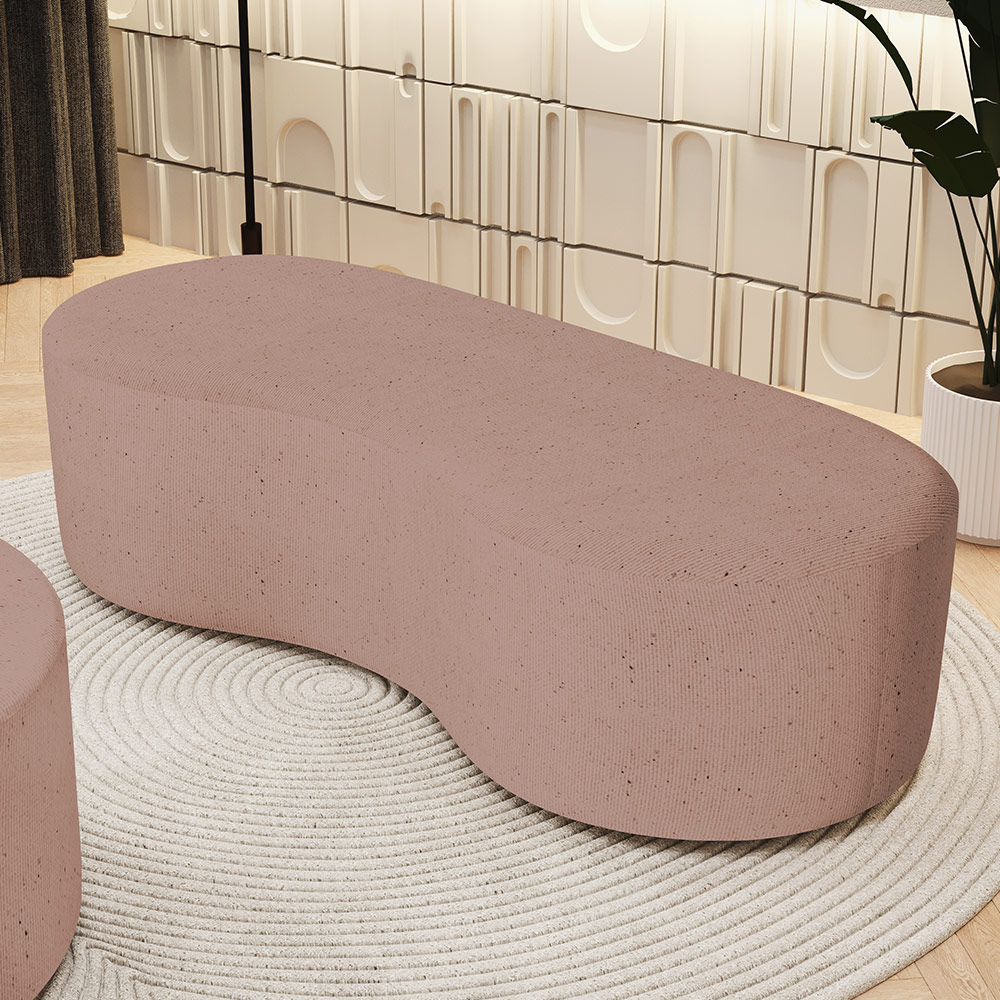 Puff Decorativo Orgânico para Living Quarto 140cm Orbit W01 Linho Rosê - Lyam Decor