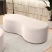 Puff Decorativo Orgânico para Living Quarto 140cm Orbit W01 Suede Bege - Lyam Decor