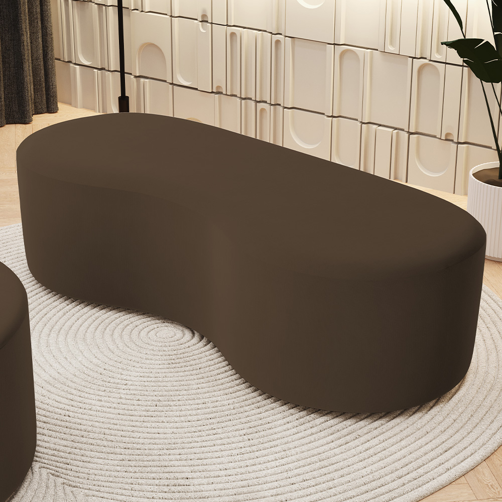 Puff Decorativo Orgânico para Living Quarto 140cm Orbit W01 Suede Marrom - Lyam Decor